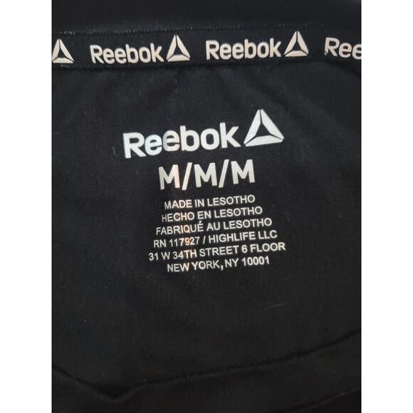 Reebok Mens Shirt Black Logo Long Sleeve Stretchy Sz M - Picture 3 of 4
